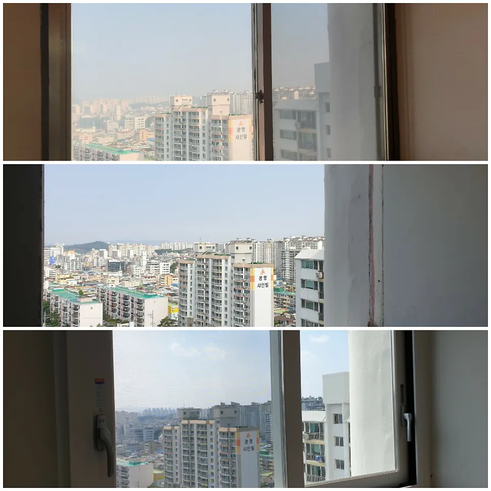 광주 남구 봉선동 KCC 창호 시공 사진 5 — 뒷 발코니창호 시공전 후 사진입니다