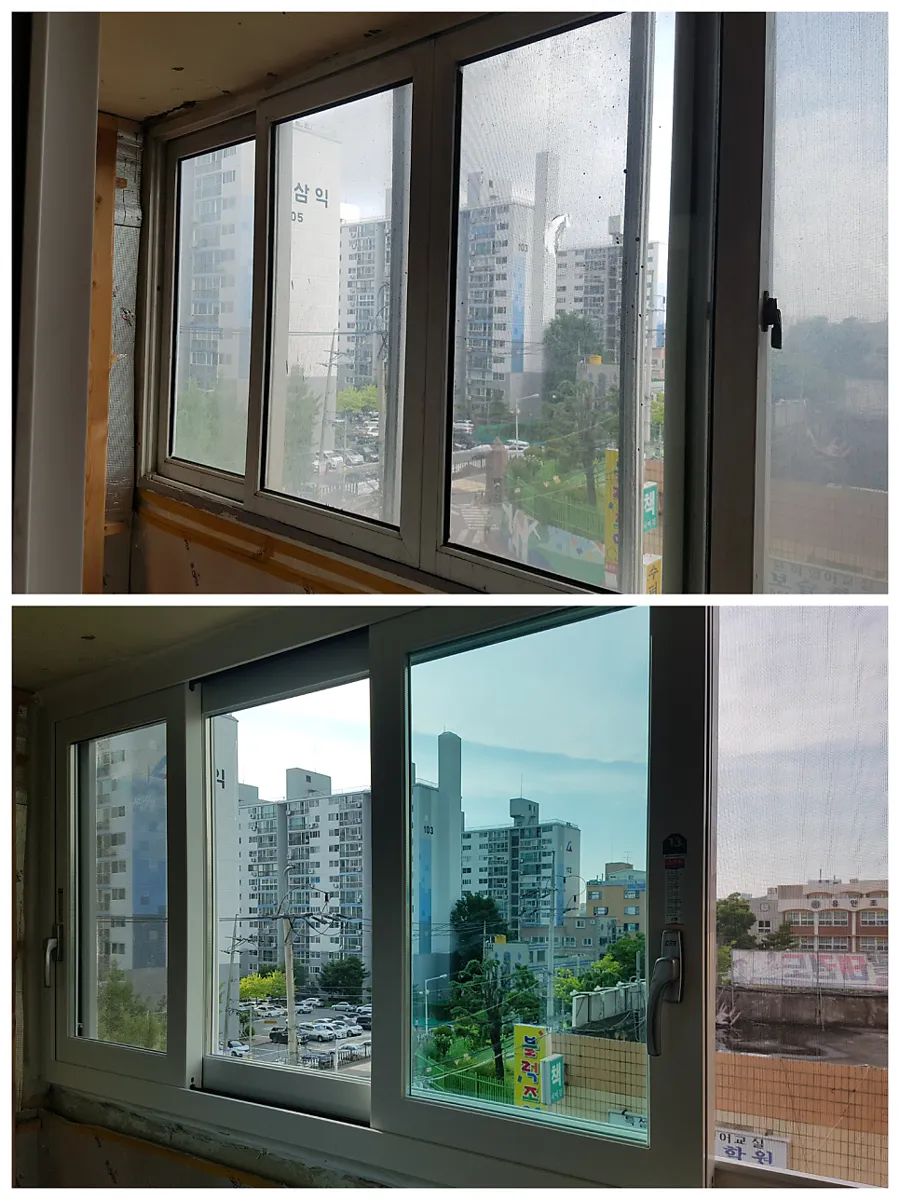 광주 남구 봉선동  KCC 창호 시공 사진 4 — 3짝문으로 시공되어 깔끔합니다