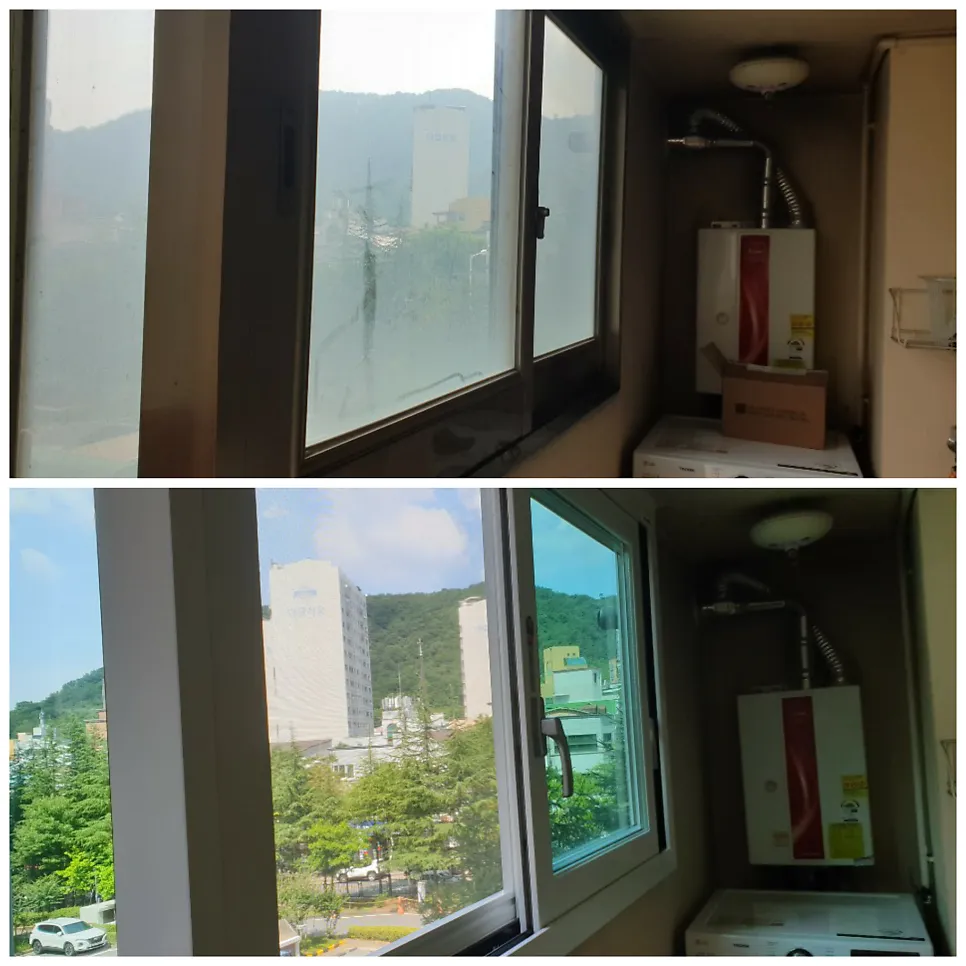 광주 서구 금호동  KCC 창호 시공 사진 4 — 청동창호에서 시공하면서 24티그린로이 아르곤으로 시공하여 단열과 환경 마음까지 한꺼번에 잡았습니다